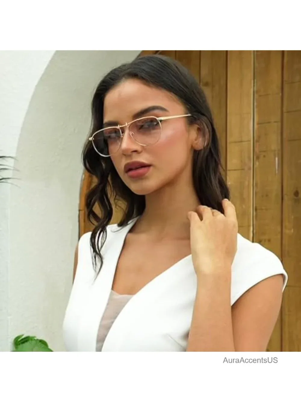 Aviator Metal Sunglasses Gradient Lenses UV400 Lightweight Full-Frame Women